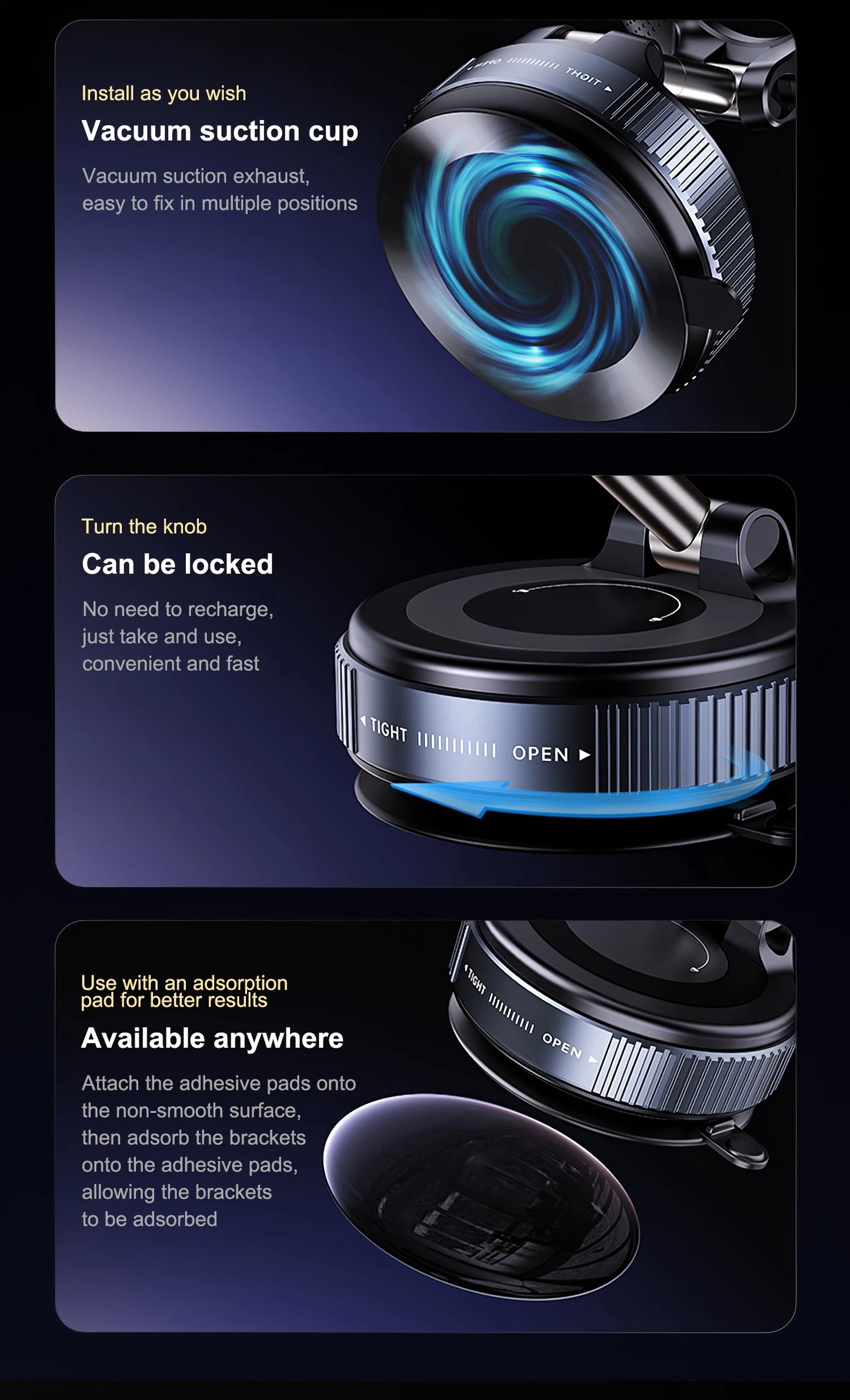 MagLock Pro™ | Magnetic Vacuum Phone Mount